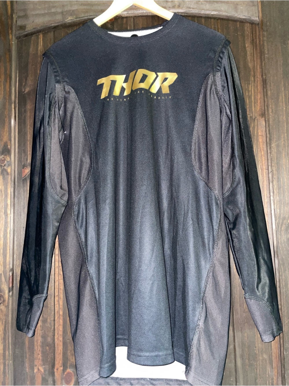 Thor Men’s Black Long-Sleeve Performance, Riding Gear Shirt, Size L